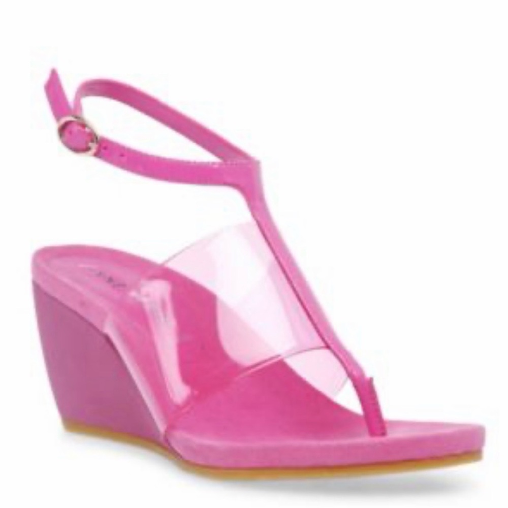 Ikari Pink Wedge Sandal with Clear Strap